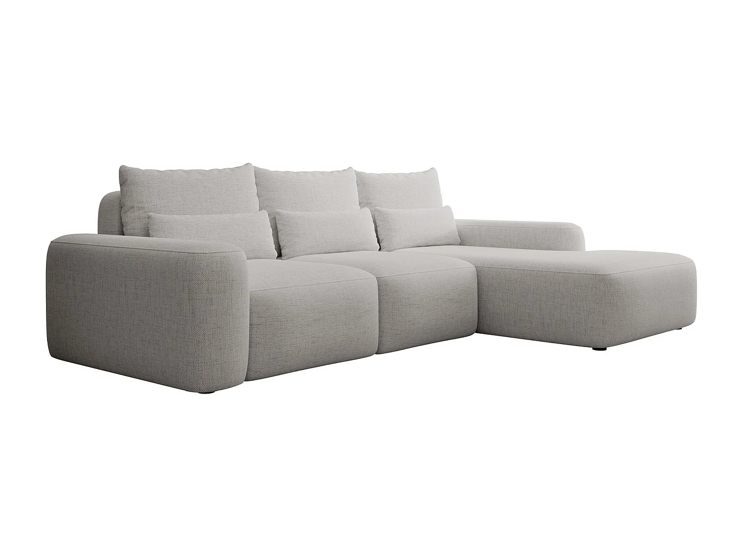 Canapé d’angle en chenille hydrofuge – convertible avec coffre de rangement – gris – angle droit – CARNOS