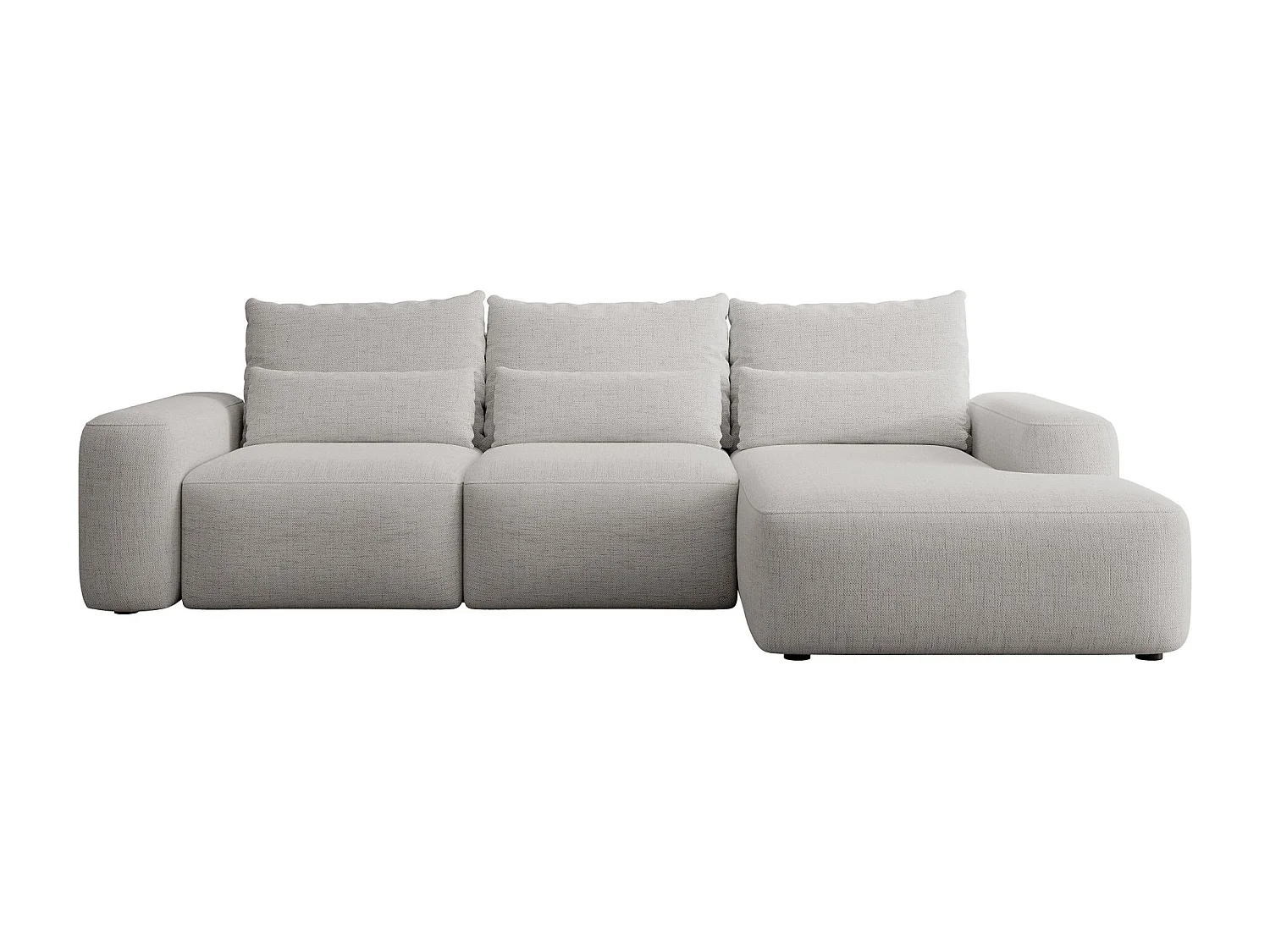 Canapé d’angle en chenille hydrofuge – convertible avec coffre de rangement – gris – angle droit – CARNOS