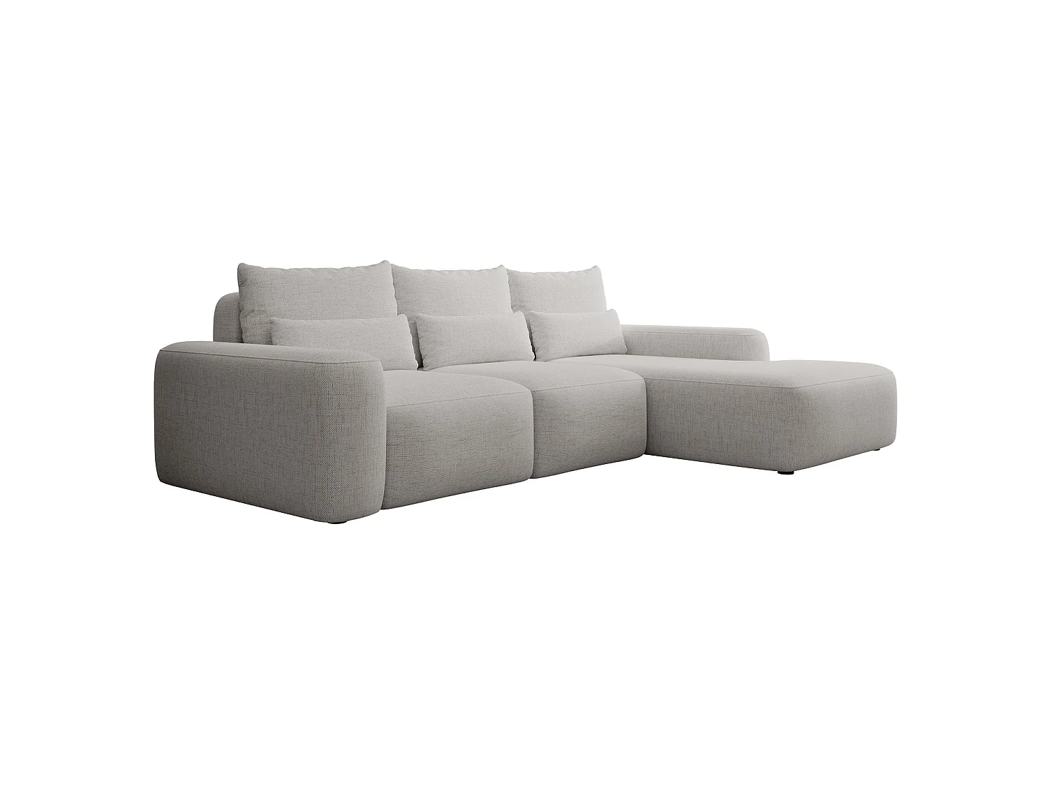 Canapé d’angle en chenille hydrofuge – convertible avec coffre de rangement – gris – angle droit – CARNOS
