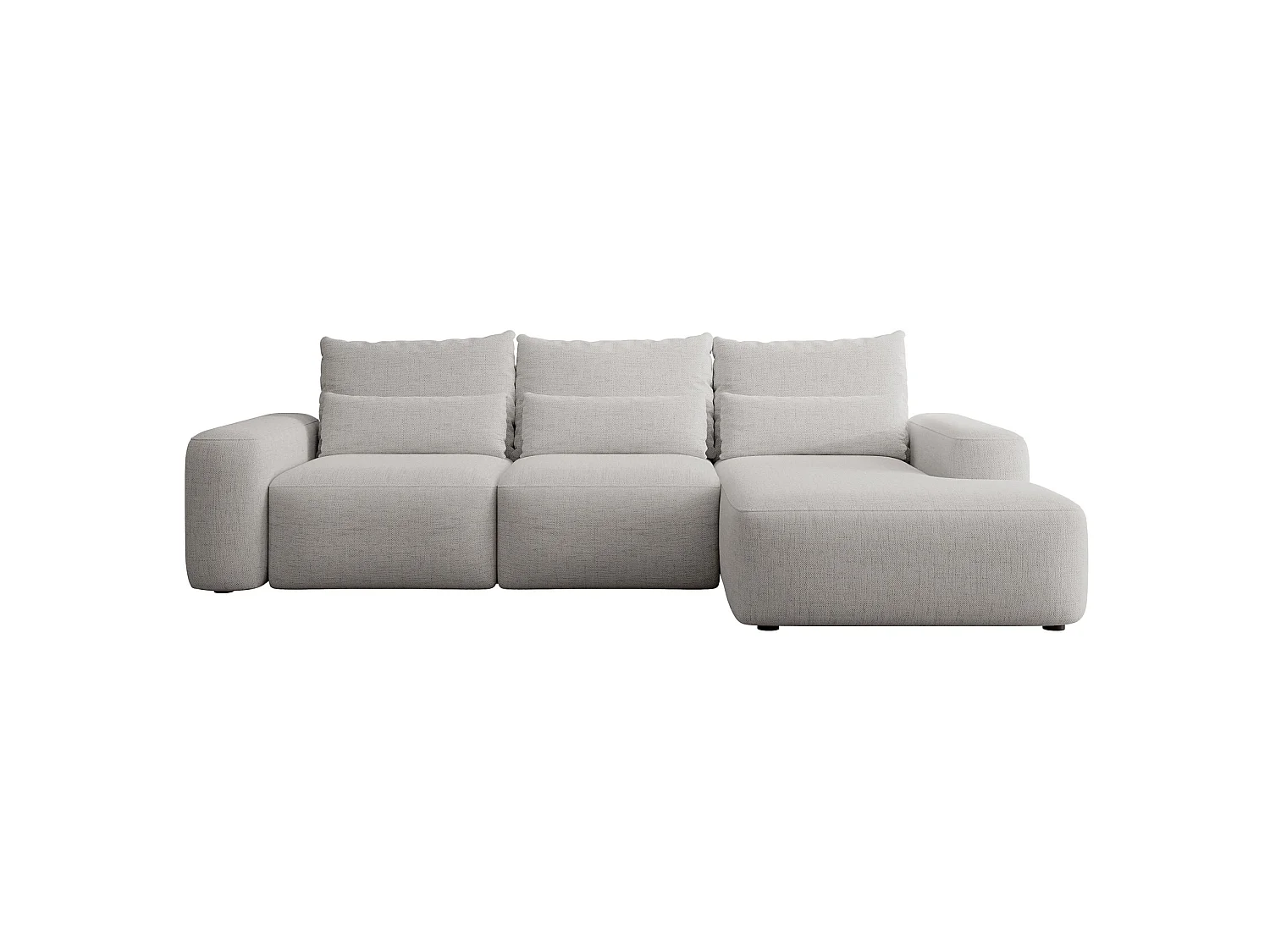 Canapé d’angle en chenille hydrofuge – convertible avec coffre de rangement – gris – angle droit – CARNOS