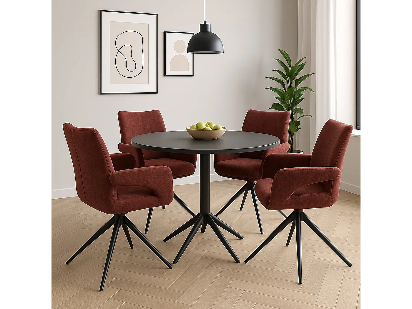 Chaise de salle à manger MCW-O78,  rouge-brun