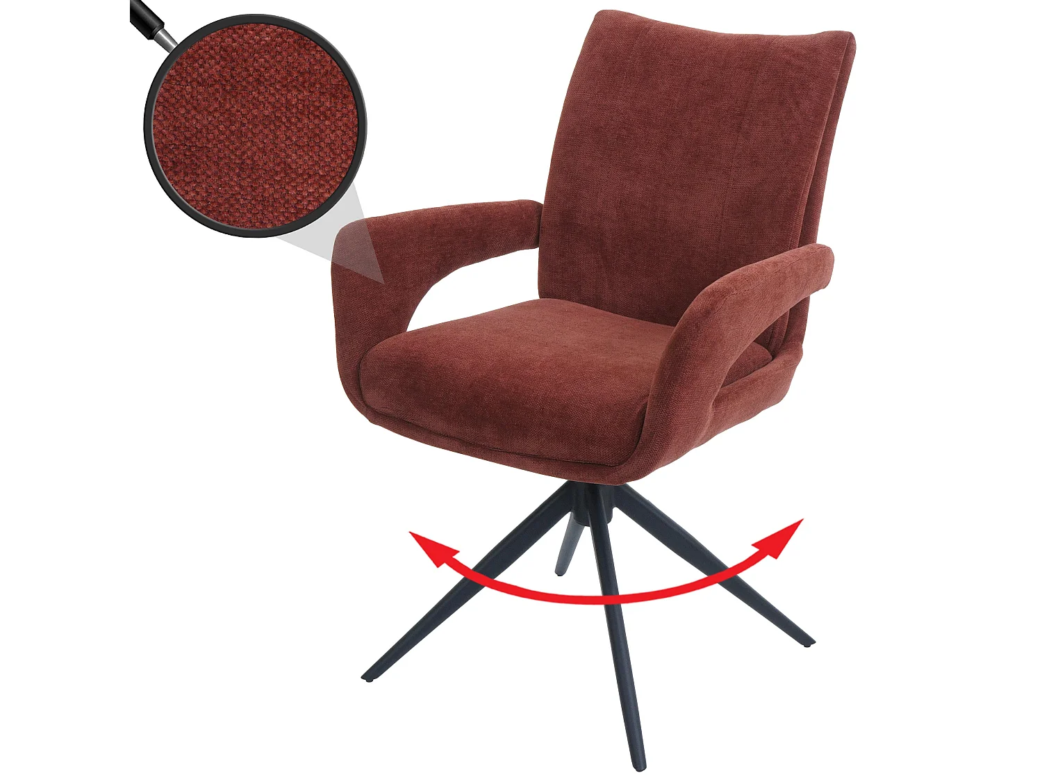 Chaise de salle à manger MCW-O78,  rouge-brun