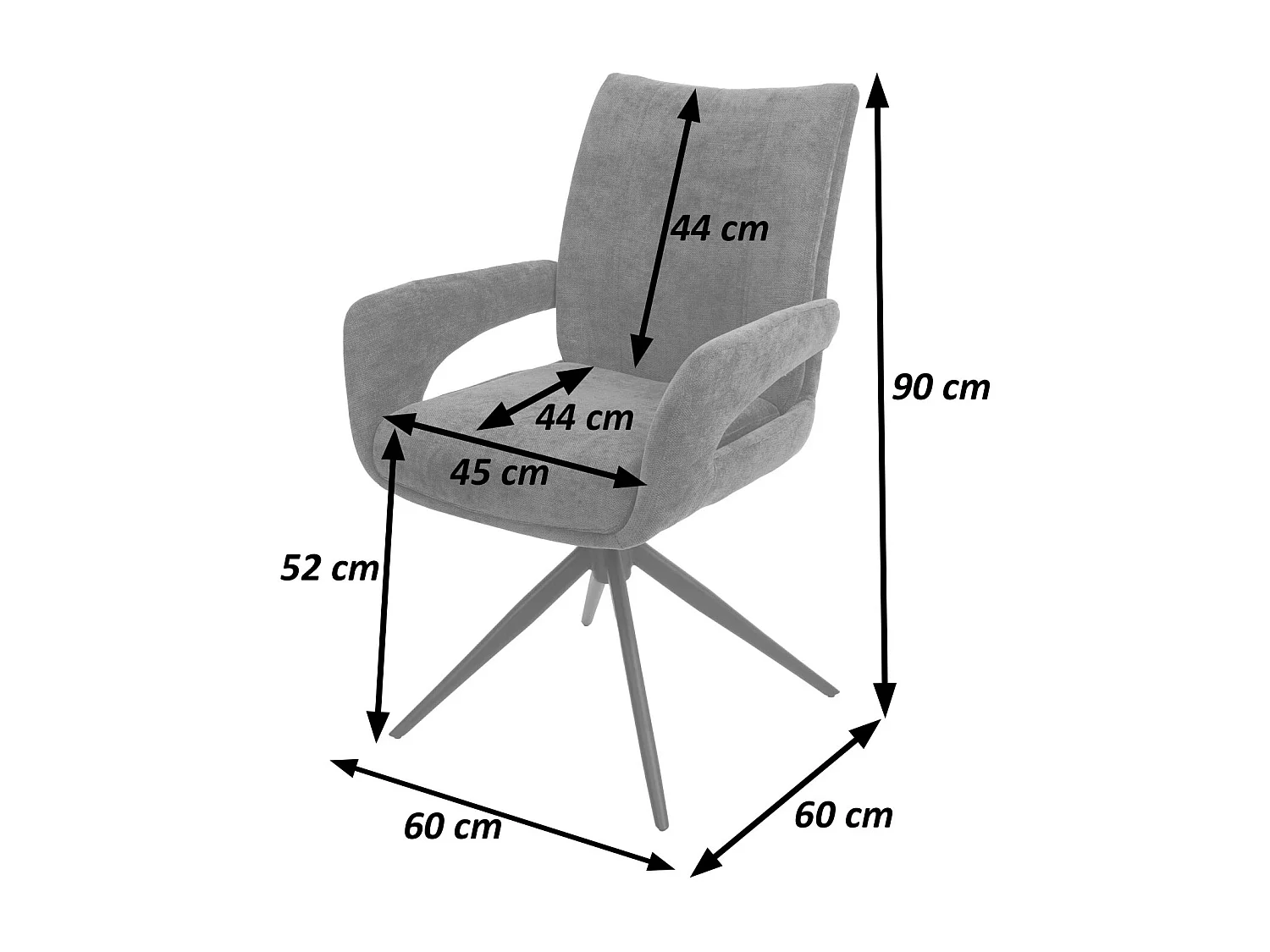 Spisestuestol MCW-O78 (sæt med 6 stk.),  mørkegrå