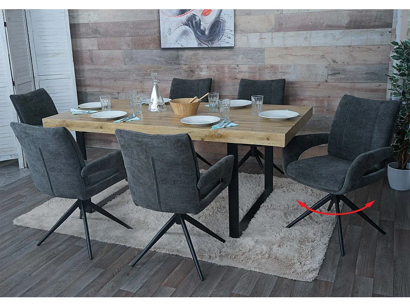 Chaise de salle à manger MCW-O78 (lot de 6),  gris foncé