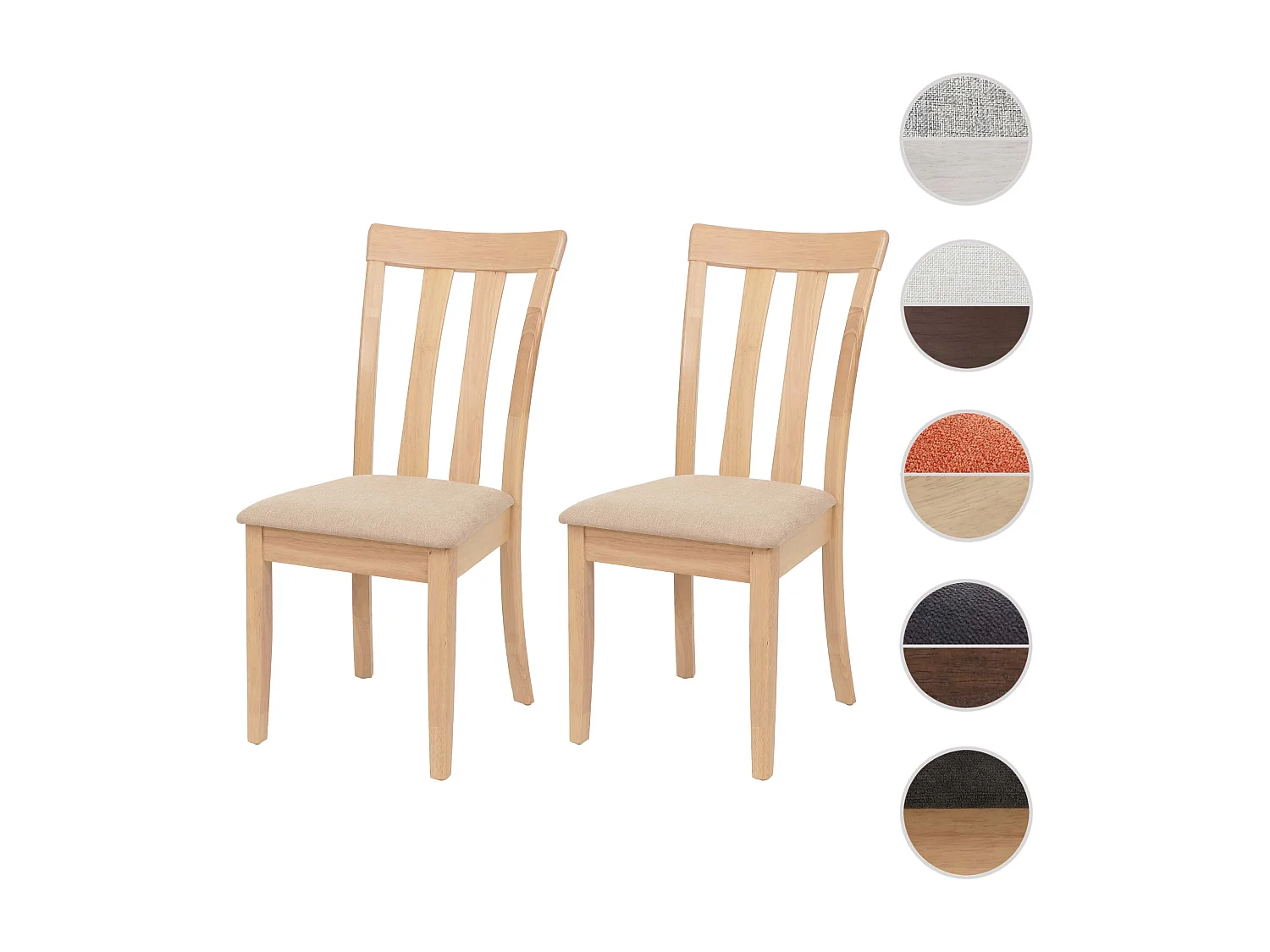 Chaise de salle à manger MCW-G46 (lot de 2),  structure couleur naturelle, beige