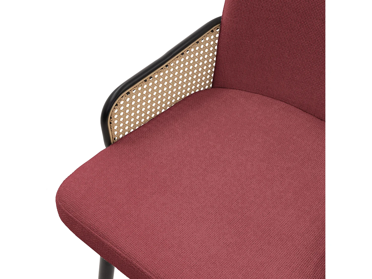 ML-Design Set di 2 sedie imbottite da pranzo rosso, in tessuto, con braccioli effetto rattan, sedia da cucina, poltroncina ergonomica da soggiorno