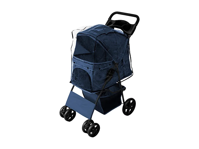 Passeggino per Animali con Copertura Antipioggia – Blu Navy