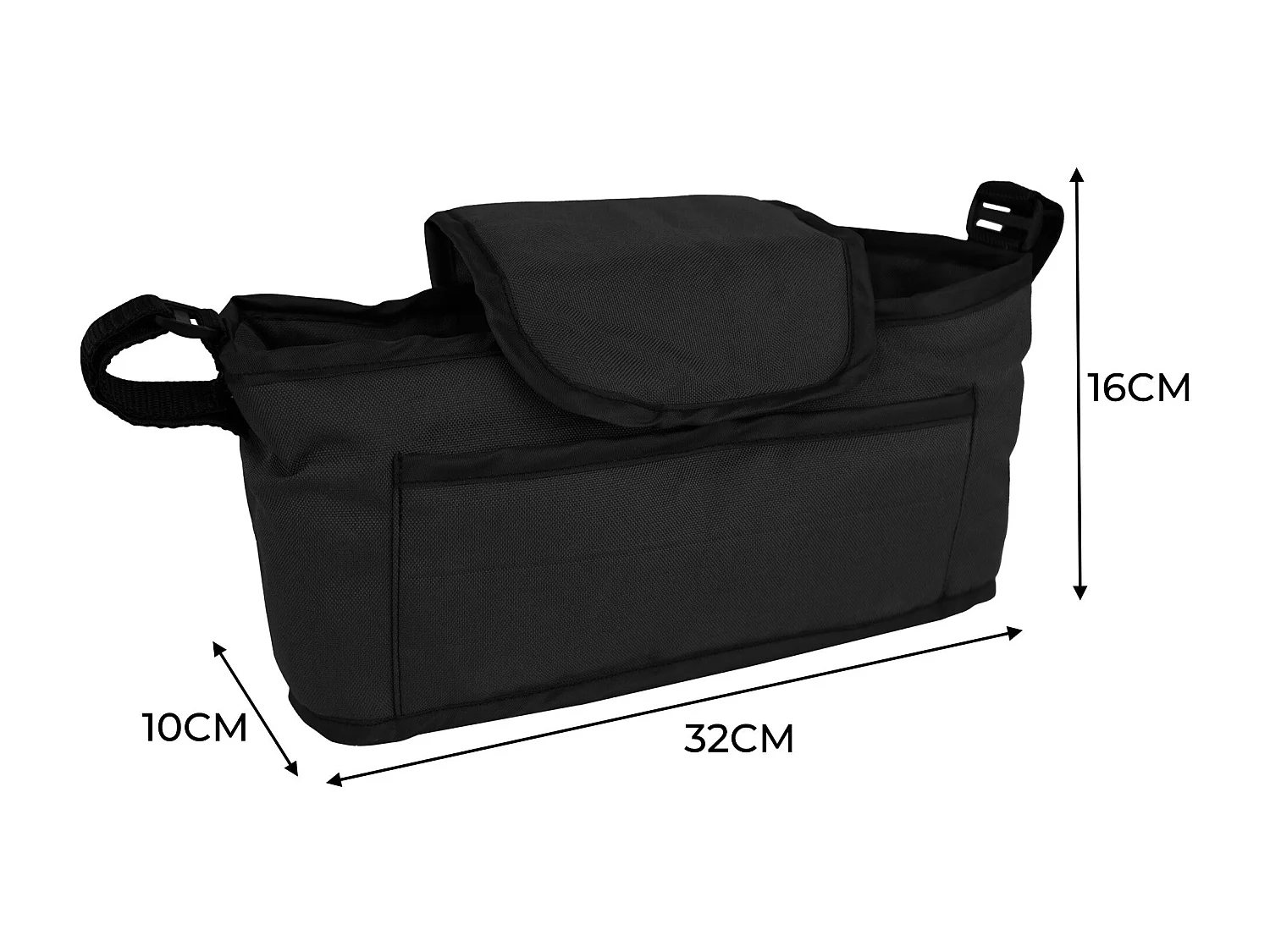 Sac Caddy pour Poussette pour Animaux de Compagnie Noir