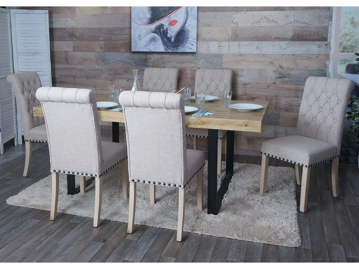 Eetkamerstoel MCW-O66 (set van 2),  beige