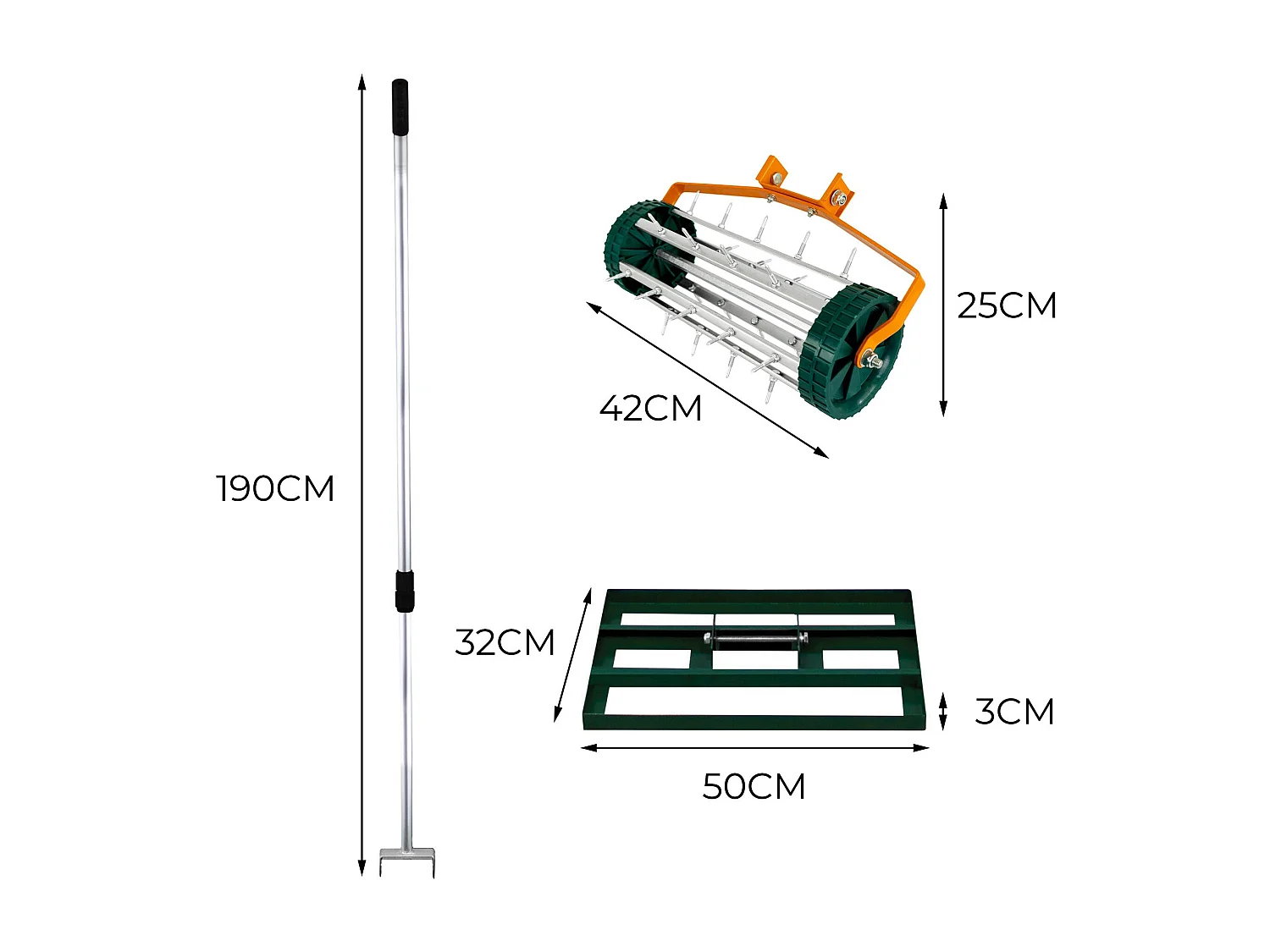 Wyrównywarka i aerator trawnika 50 cm – zielony