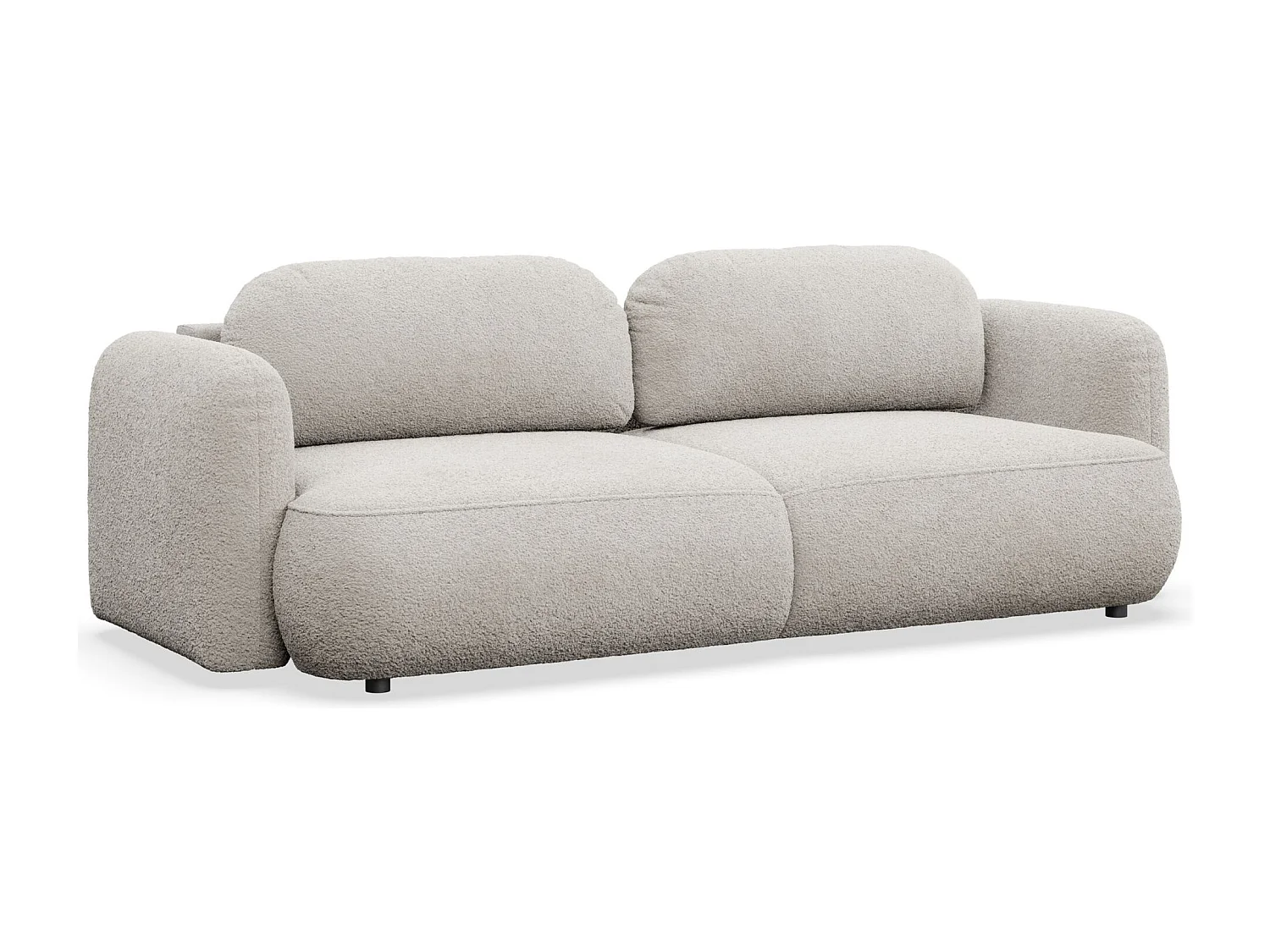 3-Sitzer Schlafsofa – Bouclé-Bezug – Hellbeige – TVOYA