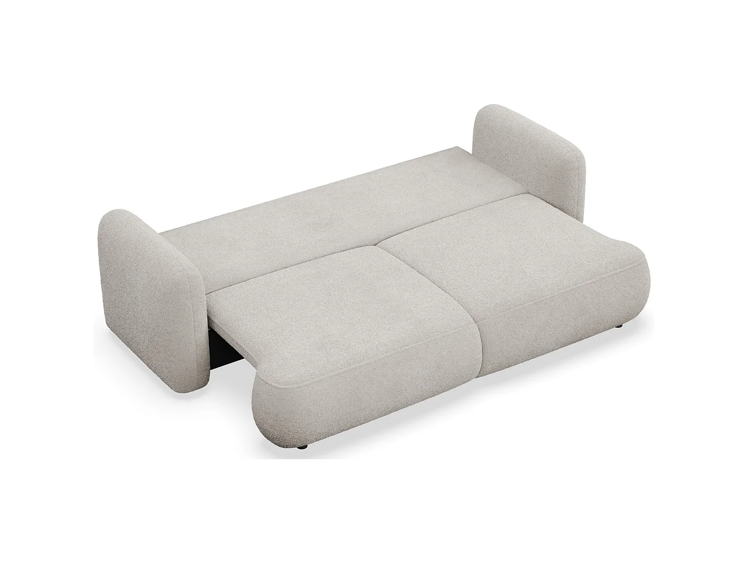 Canapé convertible 3 places en tissu bouclette beige TVOYA