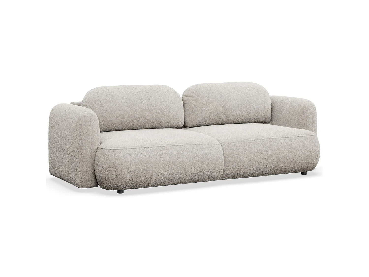 Canapé convertible 3 places en tissu bouclette beige TVOYA
