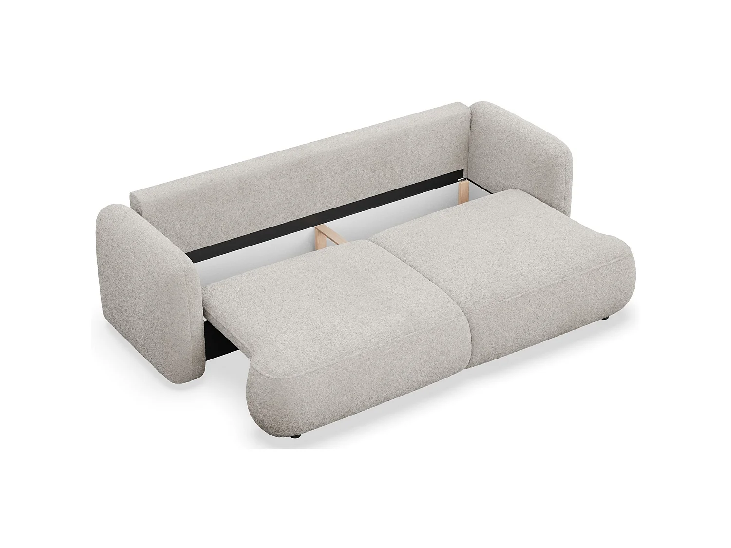 Canapé convertible 3 places en tissu bouclette beige TVOYA