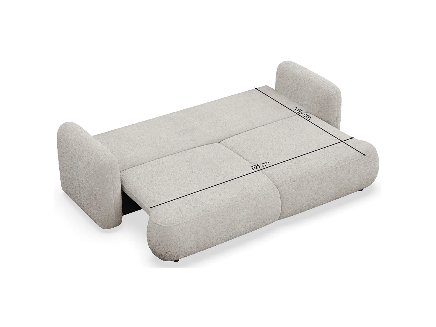 Canapé convertible 3 places en tissu bouclette beige TVOYA