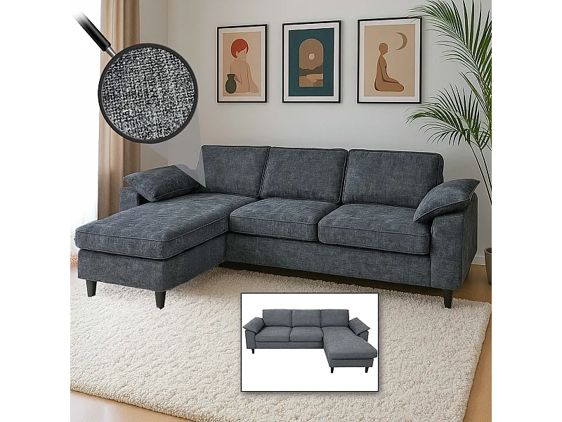 Sofa-Garnitur MCW-O71, Dunkelgrau