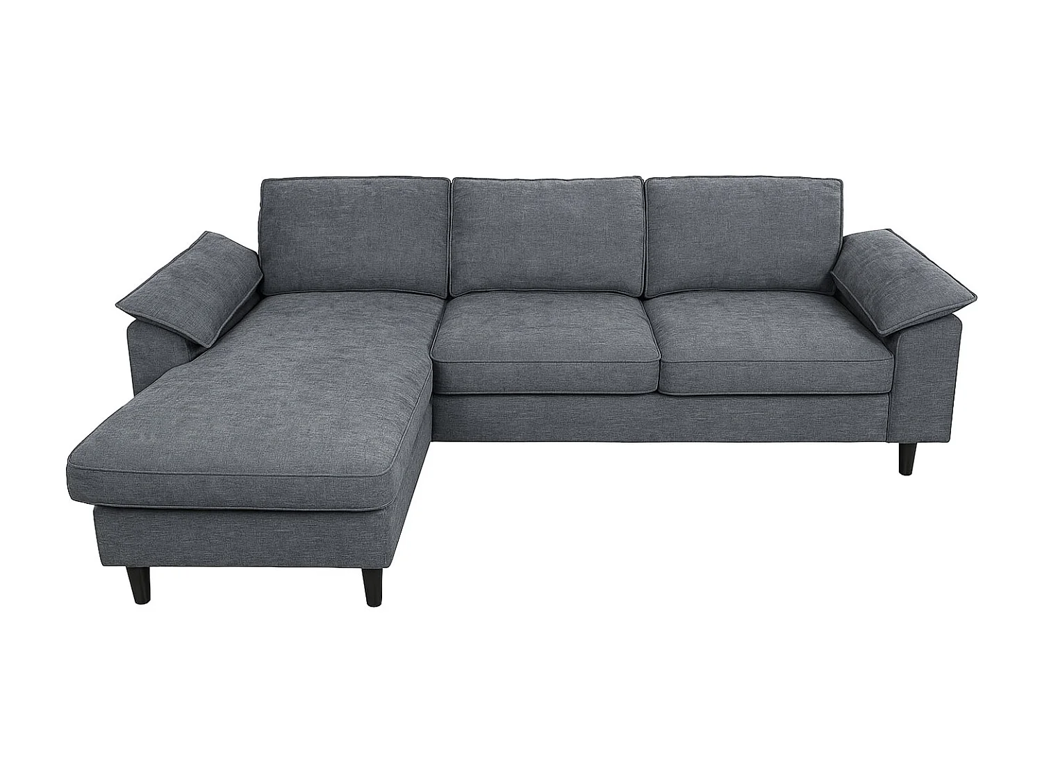 Divano con penisola MCW-O71, divano angolare L, tessuto (320 g/m²) legno 84x229x140cm ~ grigio scuro