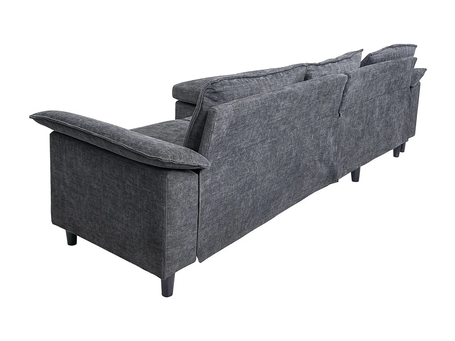 Divano con penisola MCW-O71, divano angolare L, tessuto (320 g/m²) legno 84x229x140cm ~ grigio scuro