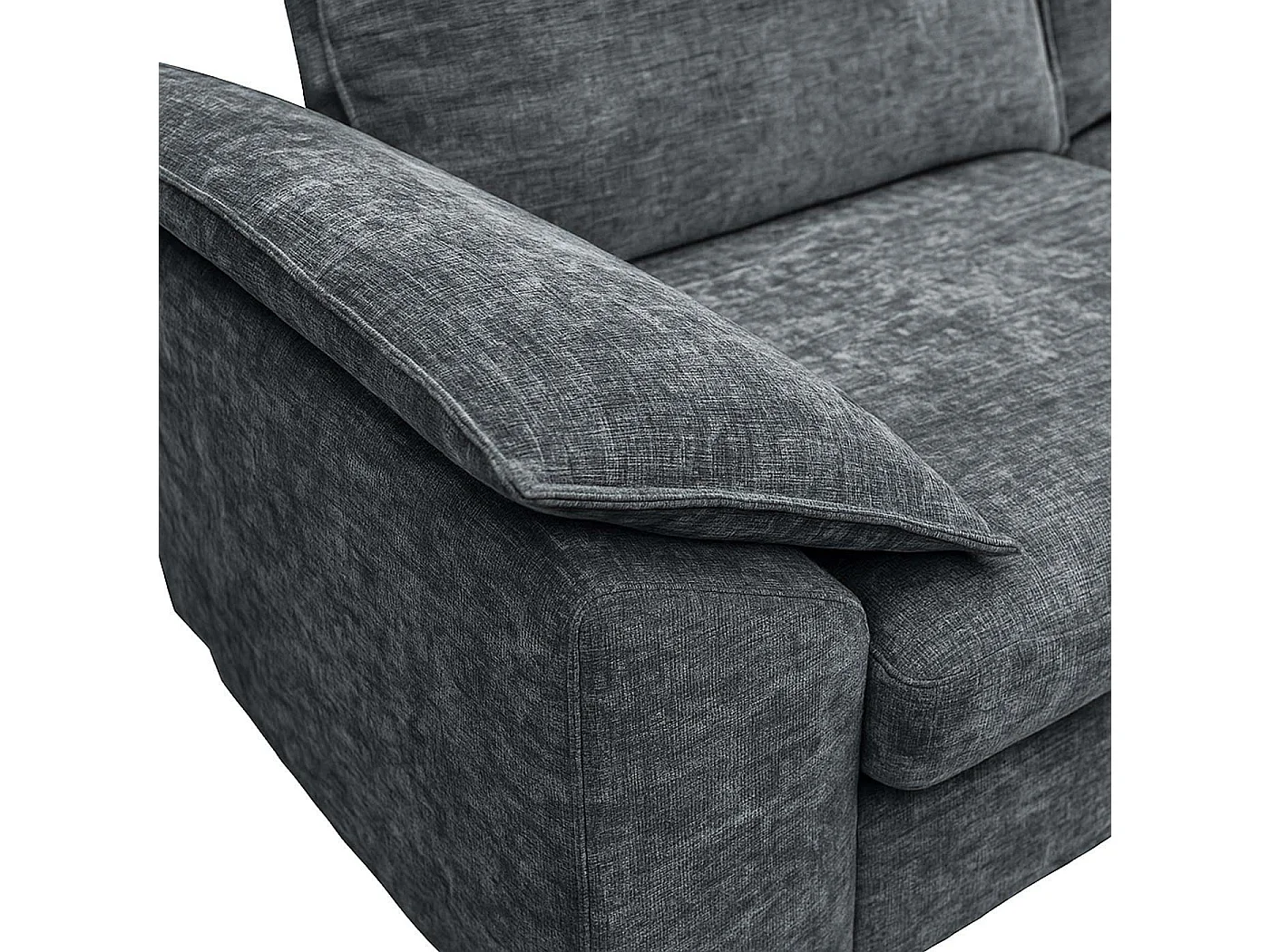 Divano con penisola MCW-O71, divano angolare L, tessuto (320 g/m²) legno 84x229x140cm ~ grigio scuro