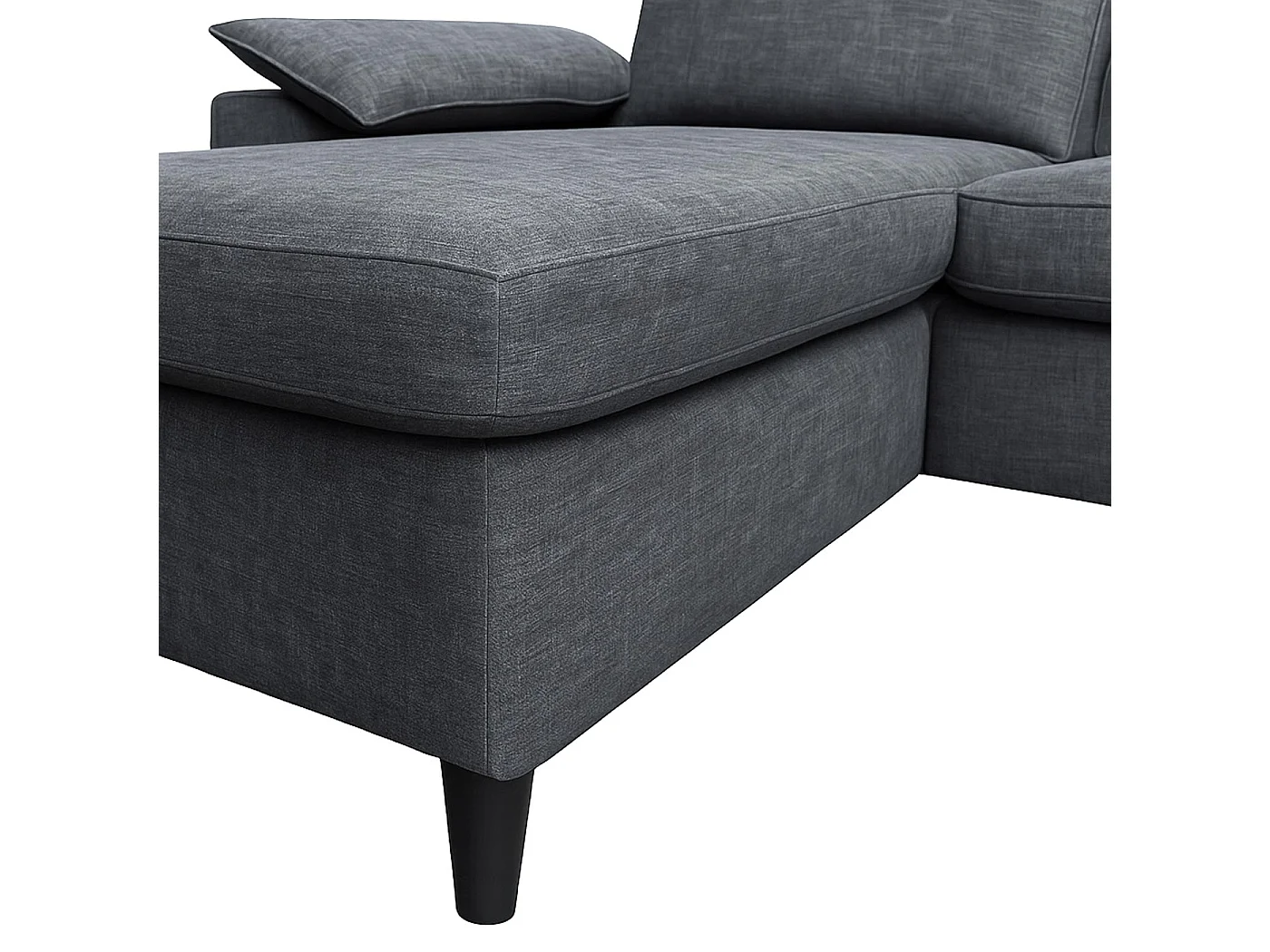 Divano con penisola MCW-O71, divano angolare L, tessuto (320 g/m²) legno 84x229x140cm ~ grigio scuro