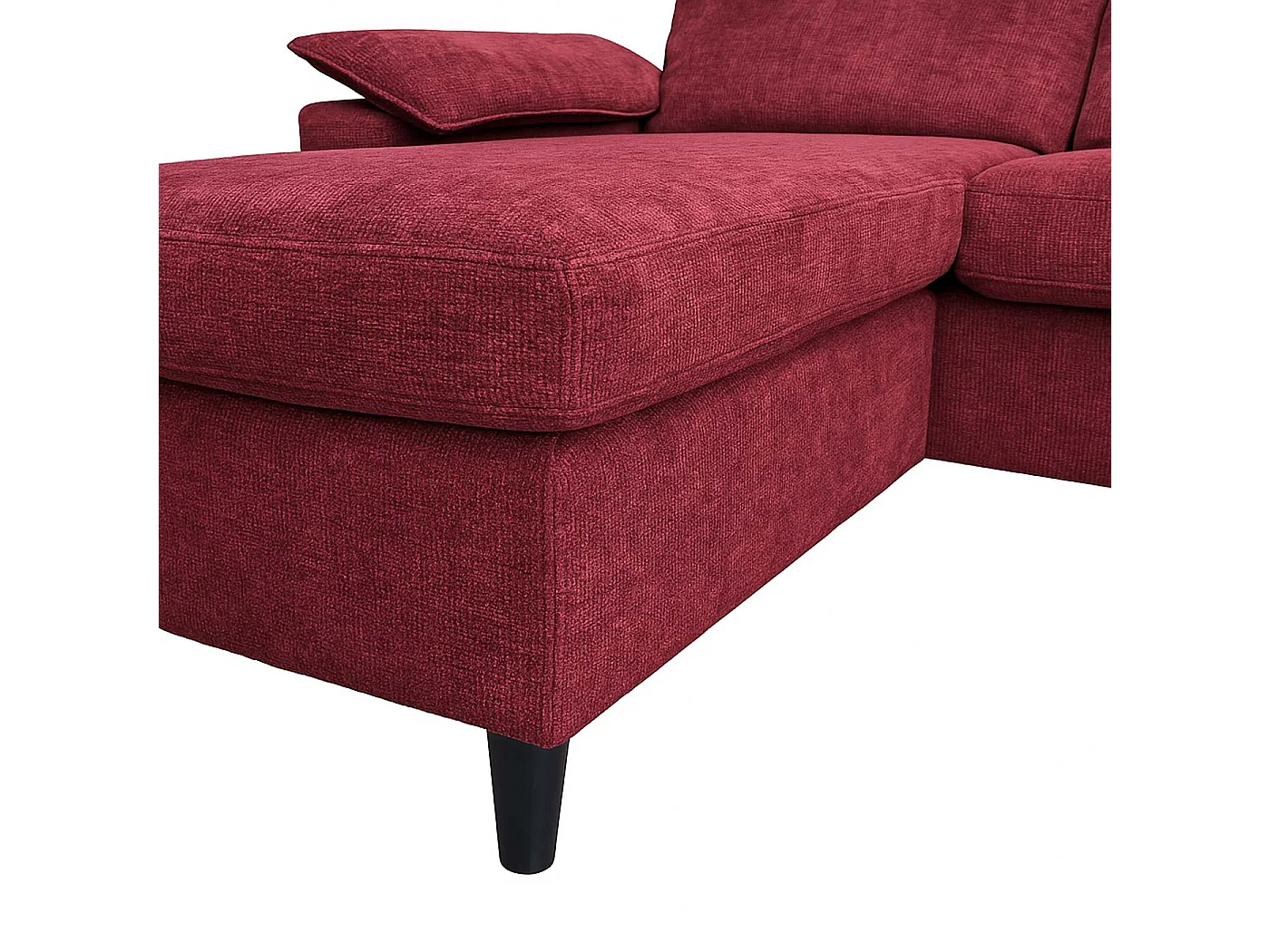 Divano con penisola MCW-O71, divano angolare L, tessuto (320 g/m²) legno 84x229x140cm ~ bordeaux