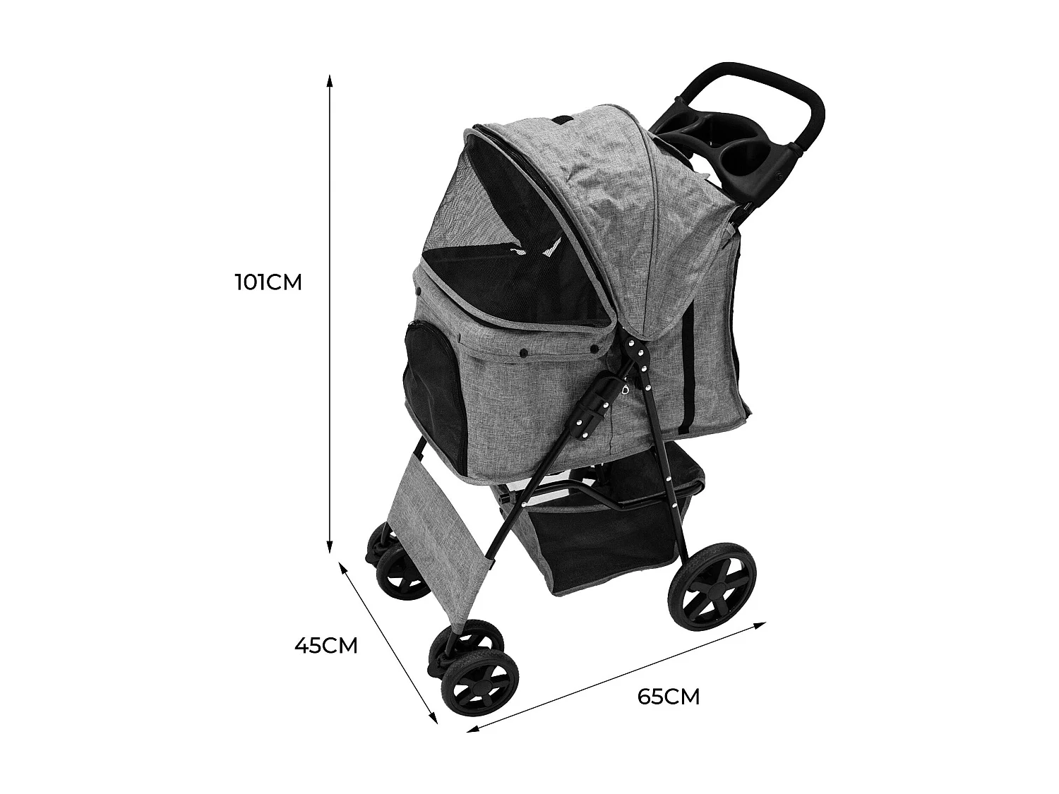 Poussette pour Animal de Compagnie – Gris tissé