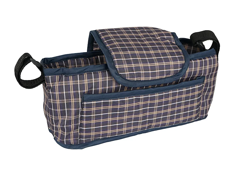 Sac Caddy pour Poussette pour Animaux de Compagnie Tartan Bleu