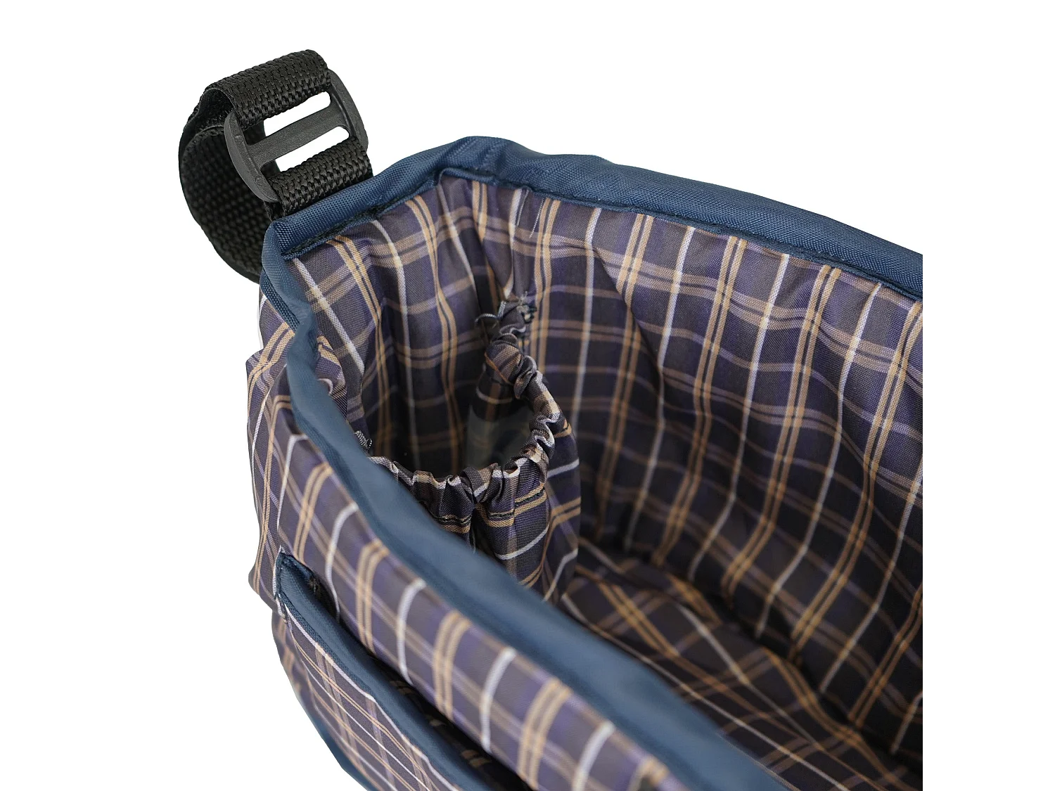 Sac Caddy pour Poussette pour Animaux de Compagnie Tartan Bleu