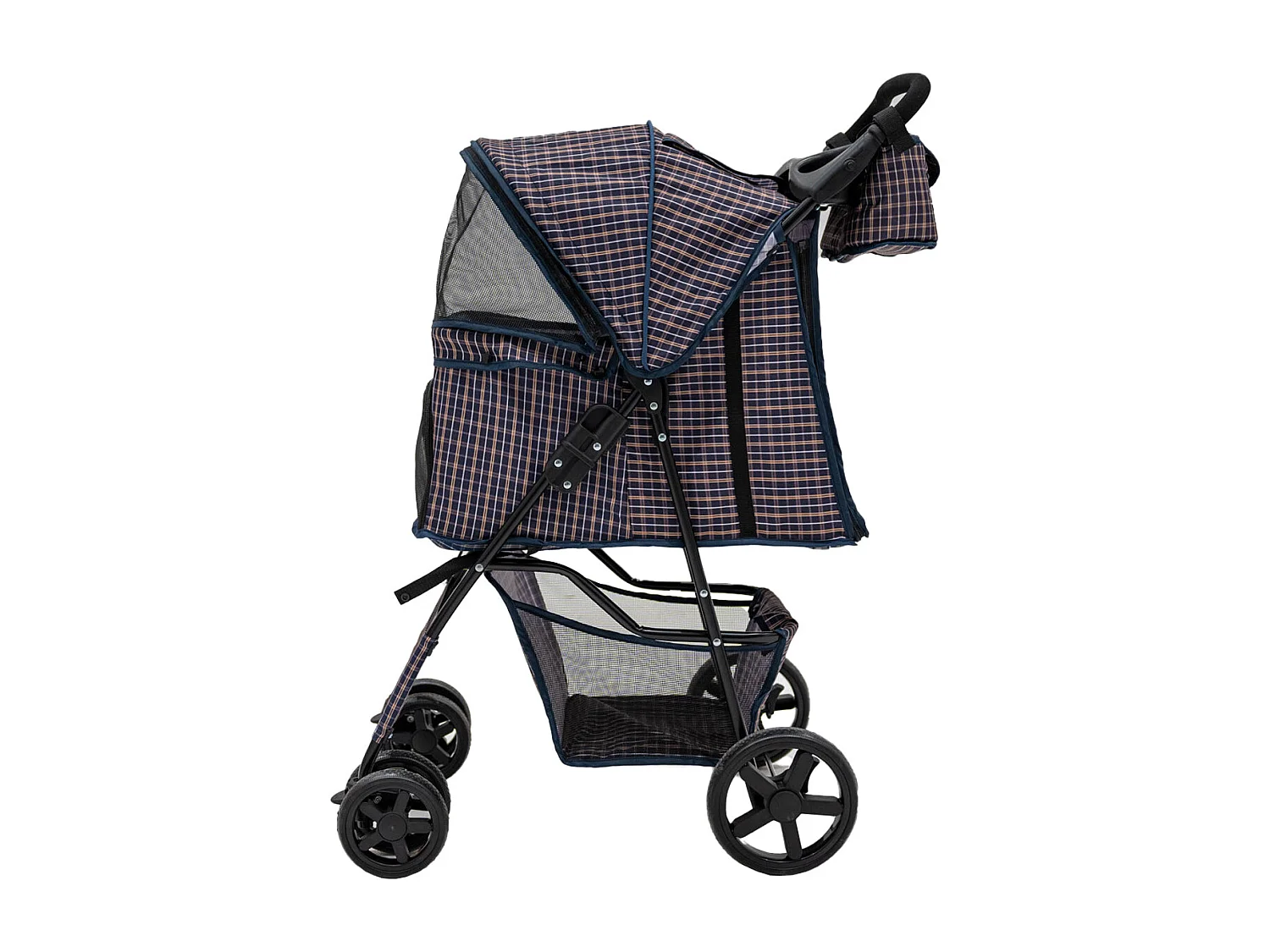 Poussette pour Animal de Compagnie et Sac Caddy – Tartan Bleu