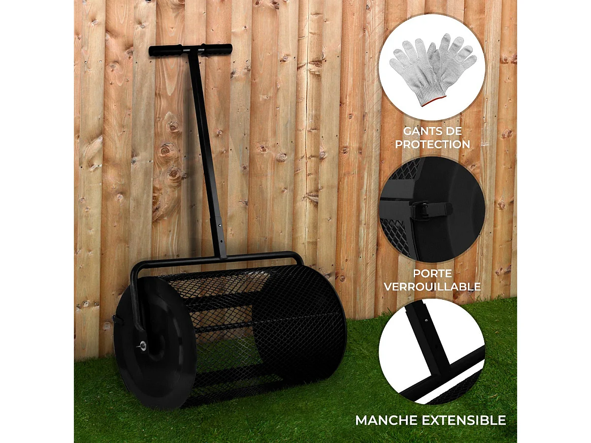Rouleau Epandeur à Compost 80 L – Noir
