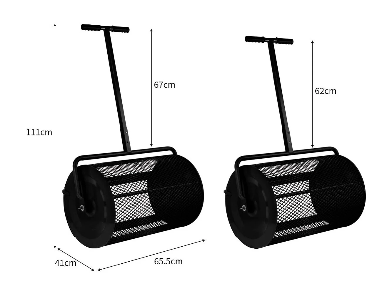 Rouleau Epandeur à Compost 80 L – Noir