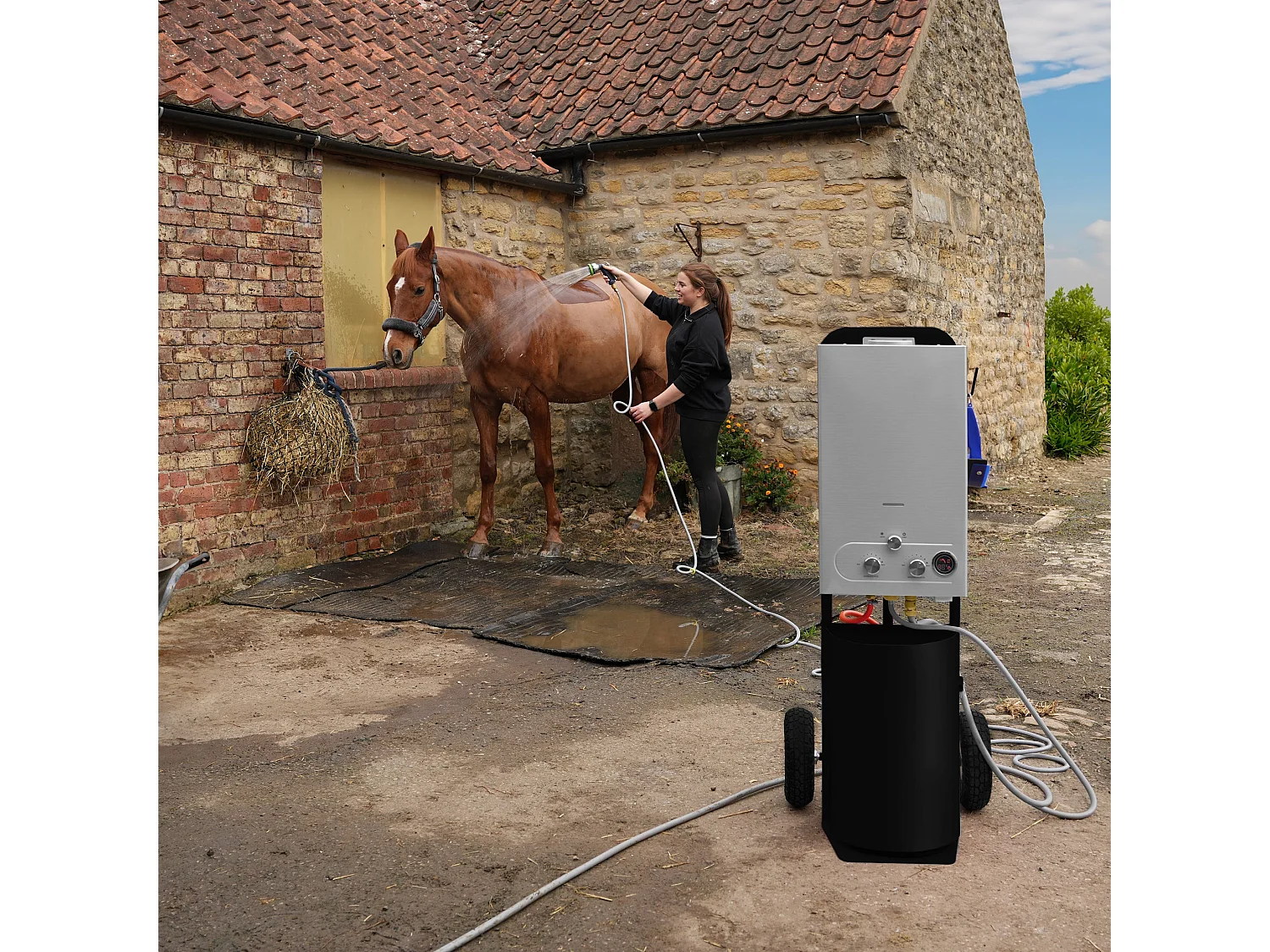 Tragbare Deluxe-Pferdedusche – Schwarz