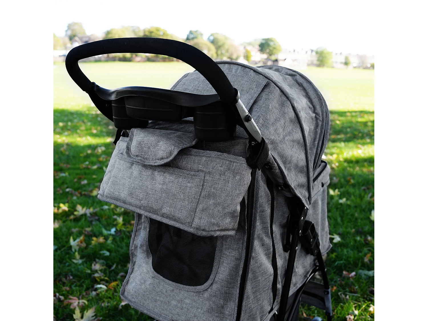 Sac Caddy pour Poussette pour Animaux de Compagnie Gris tissé