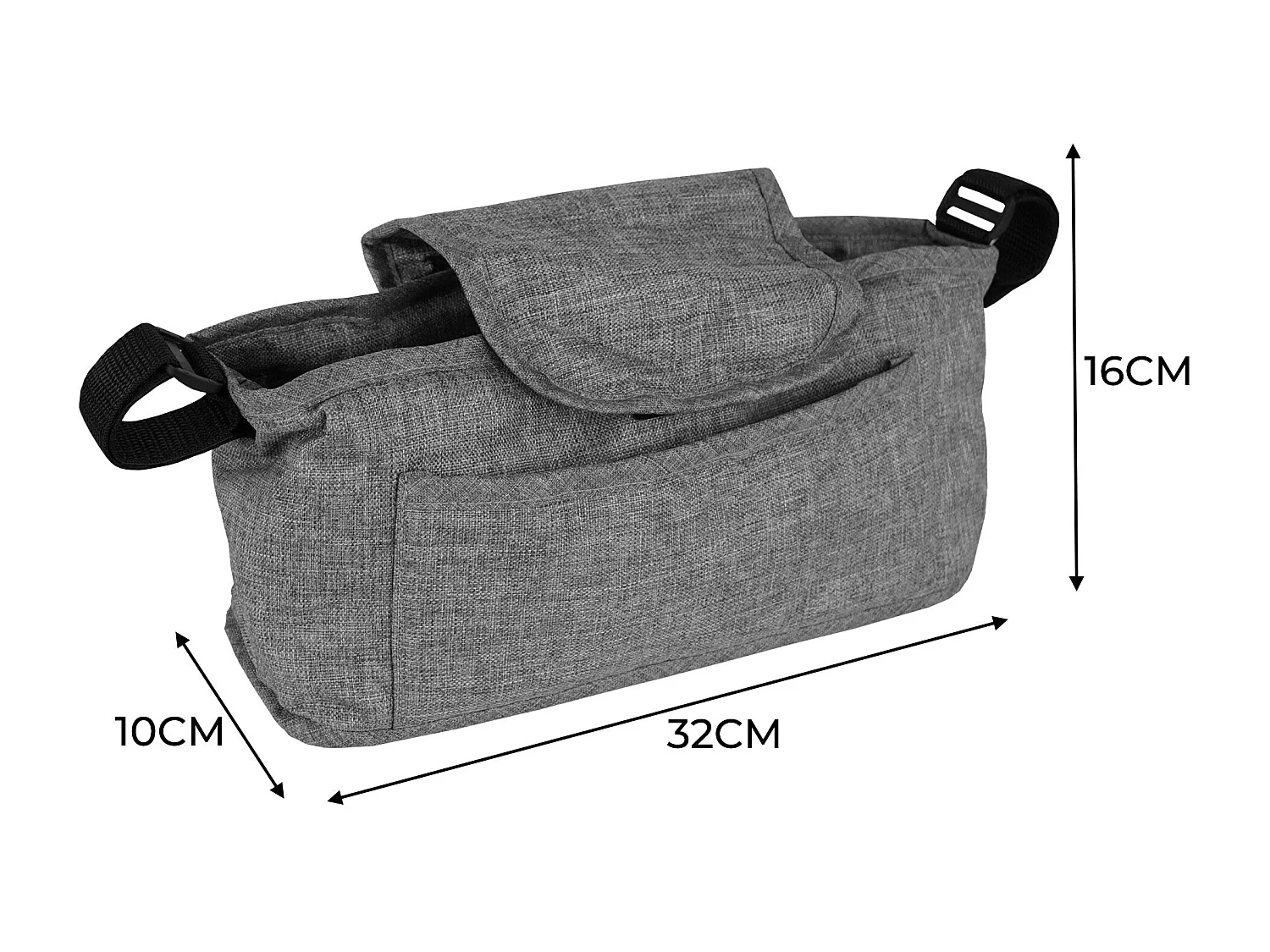 Sac Caddy pour Poussette pour Animaux de Compagnie Gris tissé