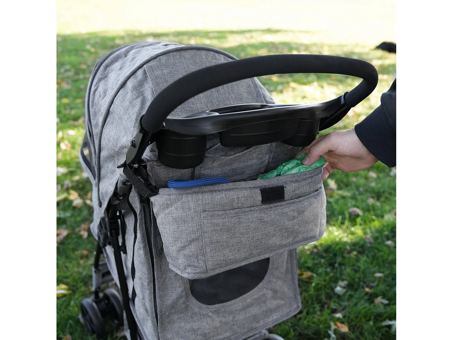 Haustierwagen Fronttasche – gewebtes Grau