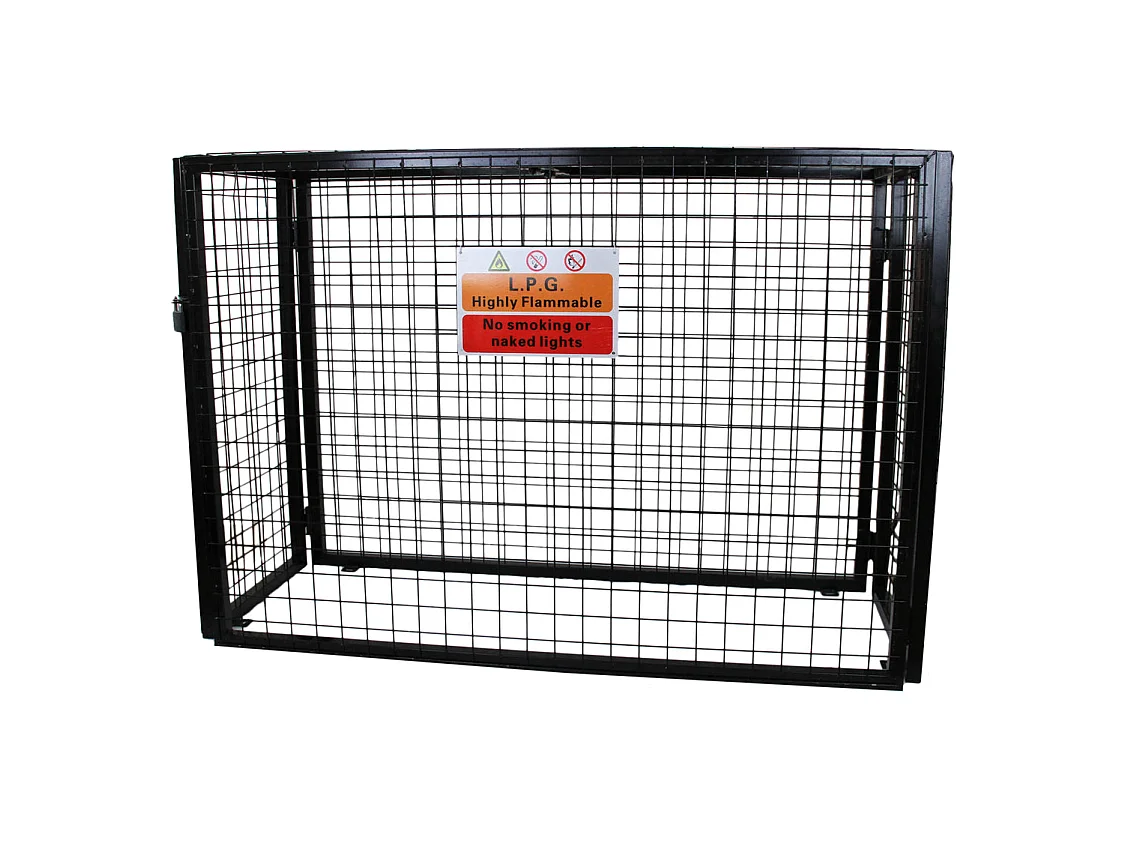 Gasflessenkooi Capiciteit: 4 x 19kg flessen - Opvouwbaar - Waarschuwingsbord hangslot