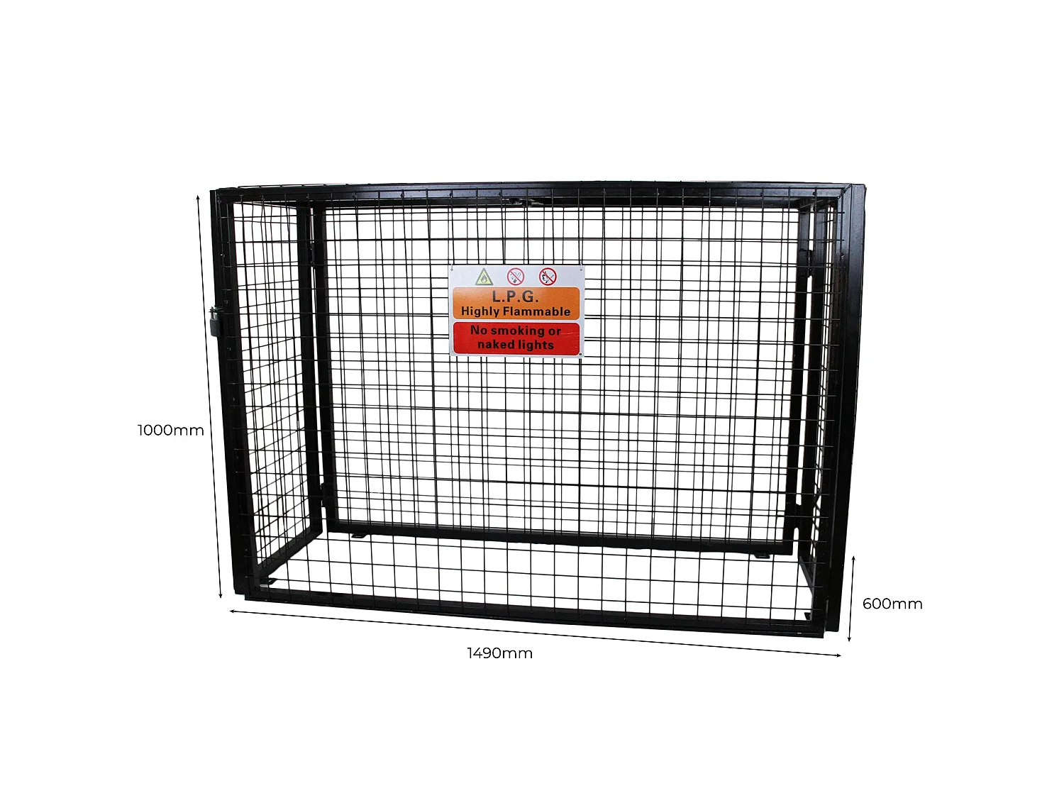 Gasflessenkooi Capiciteit: 4 x 19kg flessen - Opvouwbaar - Waarschuwingsbord hangslot