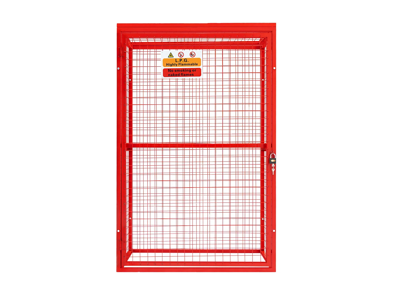 Czerwona składana klatka siatkowa na butlę gazową – 181 cm x 116 cm x 57 cm