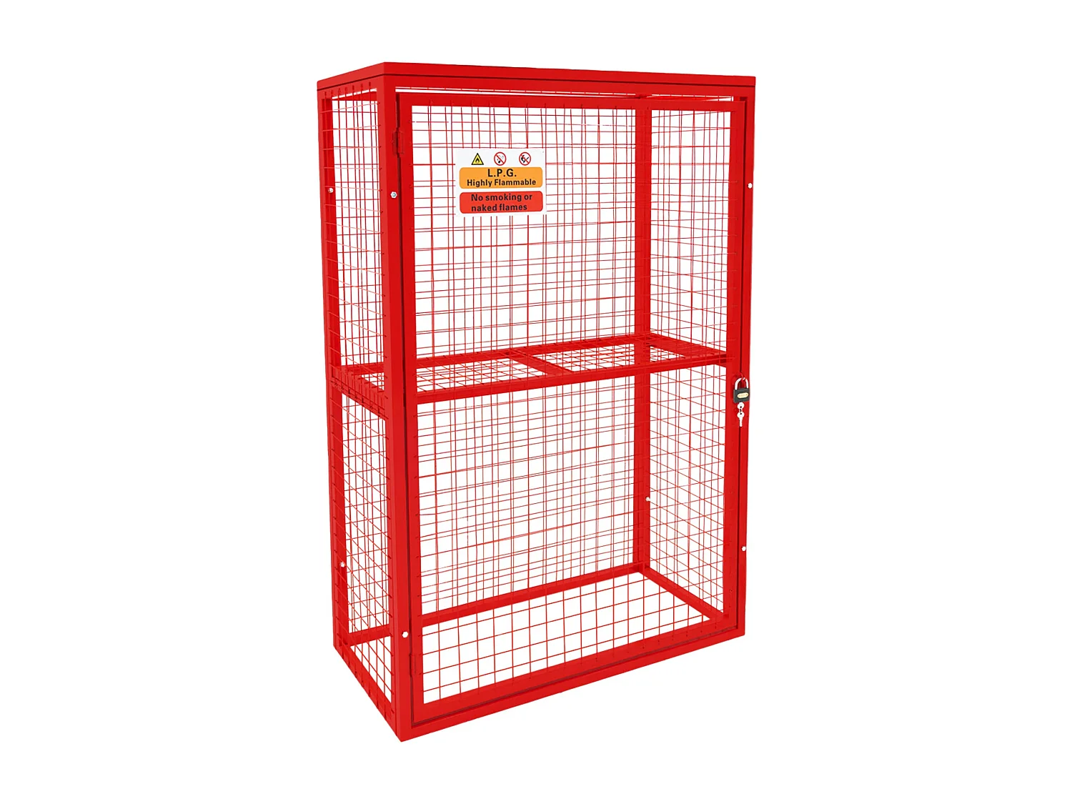 Czerwona składana klatka siatkowa na butlę gazową – 181 cm x 116 cm x 57 cm