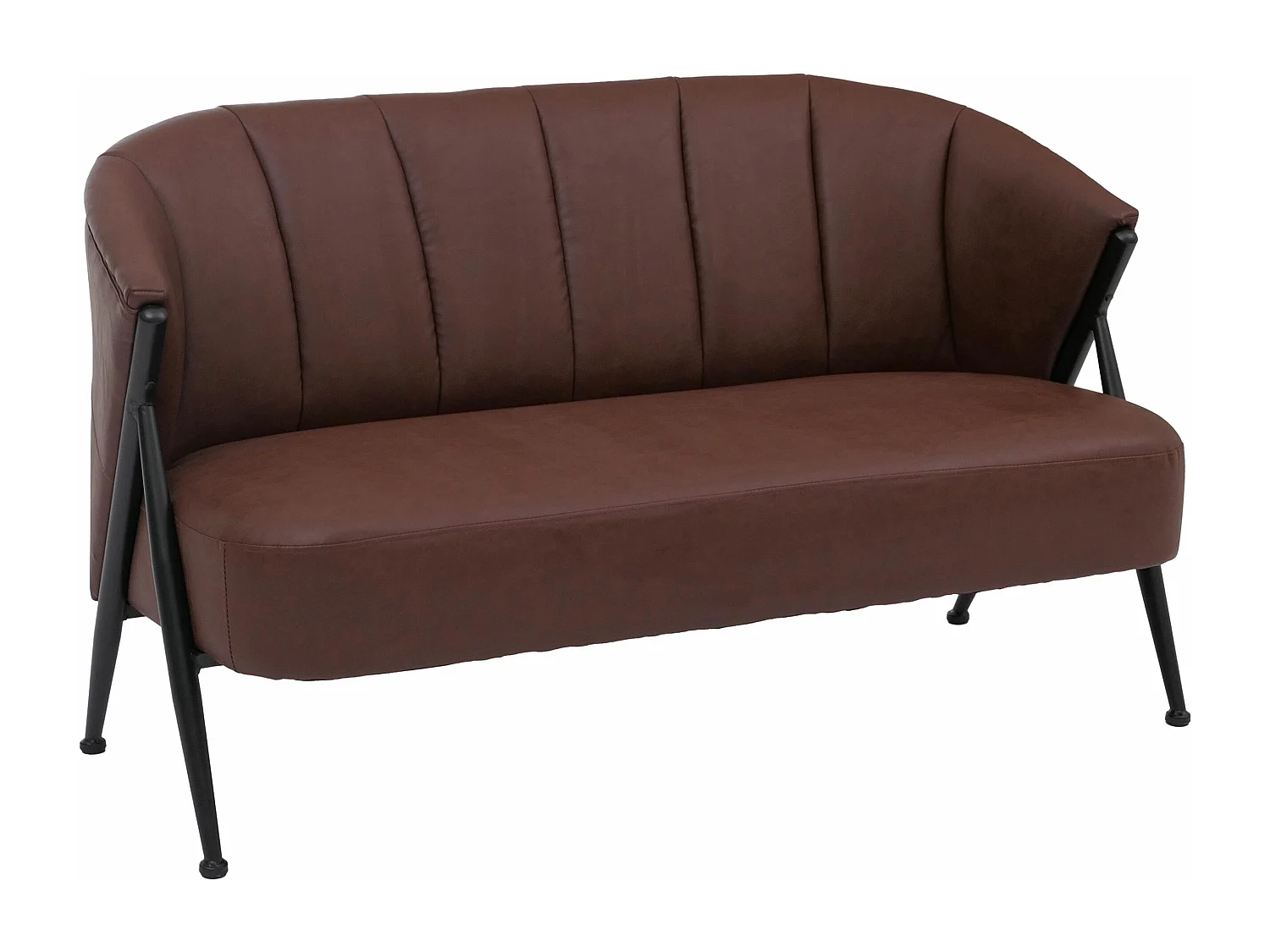 Divano a 2 posti MCW-P30, sofà elegante imbottito/lounge Couch Vintage Retro Industrial Metallo ecopelle ~ rosso ruggine