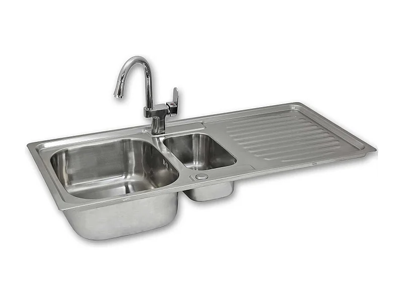 Évier de Cuisine en Acier Inoxydable 105cm x 50cm et Robinet Confetti