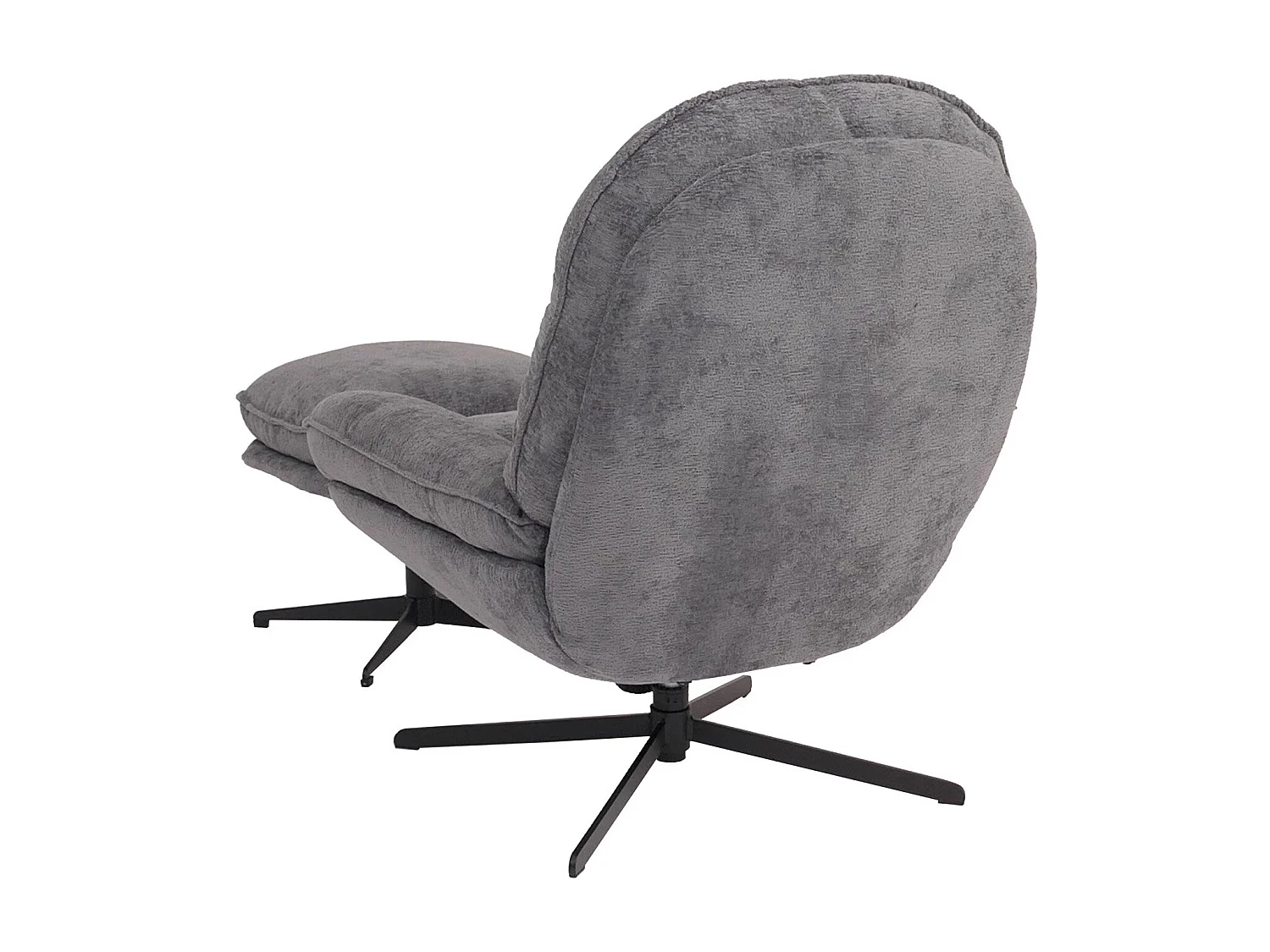 Poltrona relax con poggiapiedi MCW-P32, molle Nosag, girevole metallo stoffa/tessuto ciniglia (370 g/m²) ~ grigio