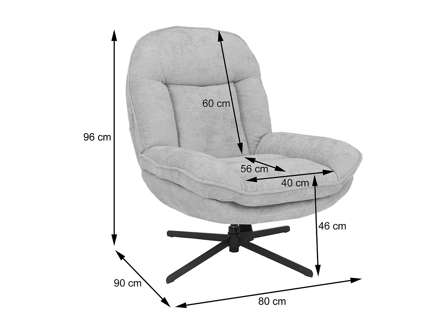 Fauteuil relax avec repose-pieds MCW-P32,  gris