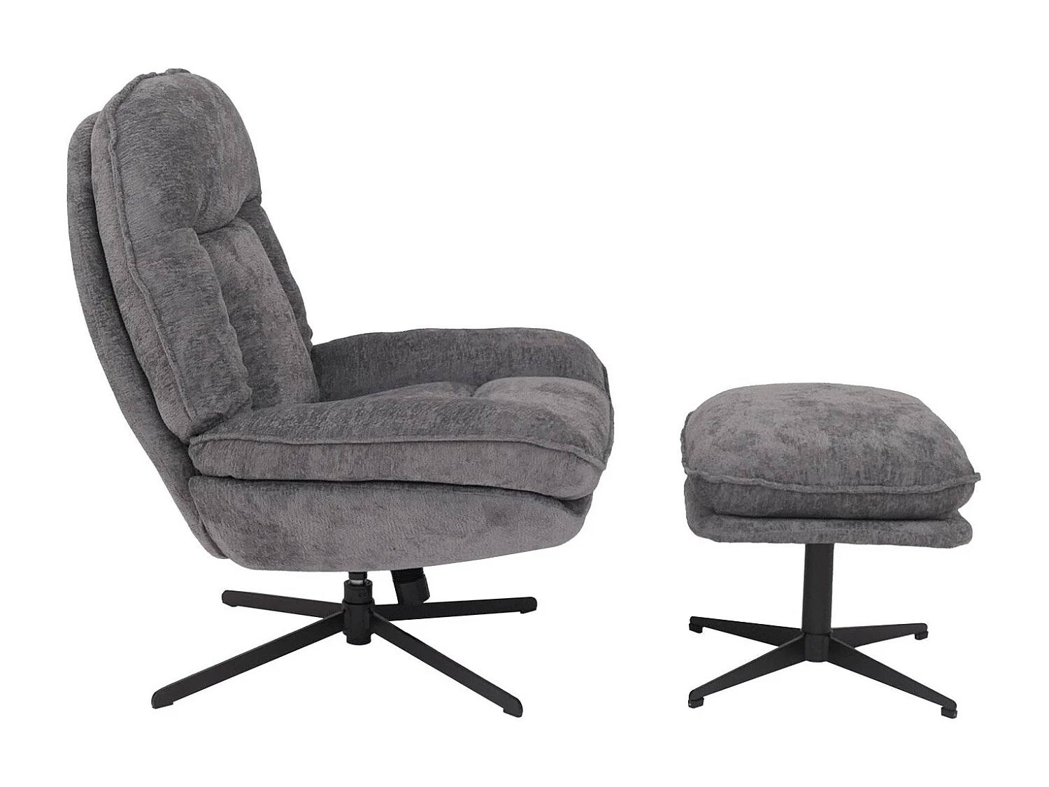 Fauteuil relax avec repose-pieds MCW-P32,  gris