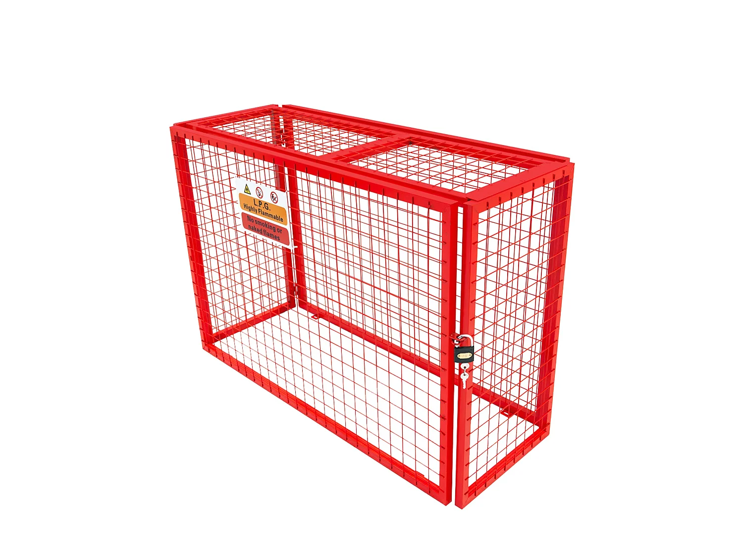 Gabbia pieghevole in rete per bombola di gas rossa – 100 cm x 140 cm x 50 cm