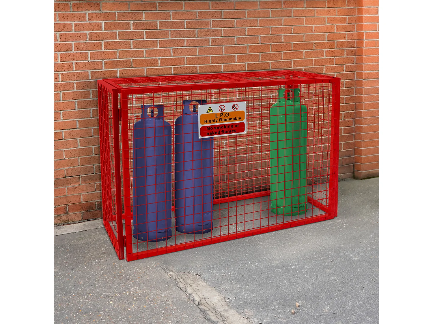 Gabbia pieghevole in rete per bombola di gas rossa – 100 cm x 140 cm x 50 cm