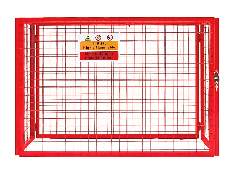 Czerwona składana klatka siatkowa na butlę gazową - 100 cm x 140 cm x 50 cm