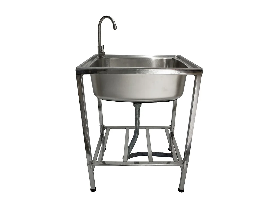 Évier Portable Camping Glamping Pêche Acier Inoxydable 60 x 79 x 45 cm