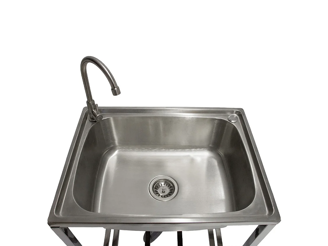 Évier Portable Camping Glamping Pêche Acier Inoxydable 60 x 79 x 45 cm