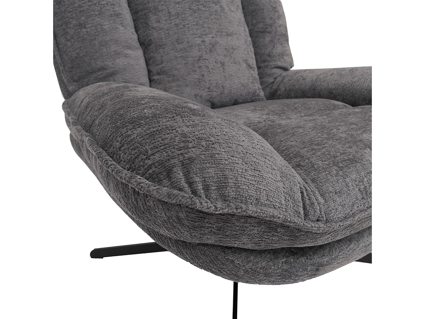 Poltrona relax TV MCW-P32, molle Nosag, girevole imbottita, metallo stoffa/tessuto ciniglia (370 g/m²) ~ grigio